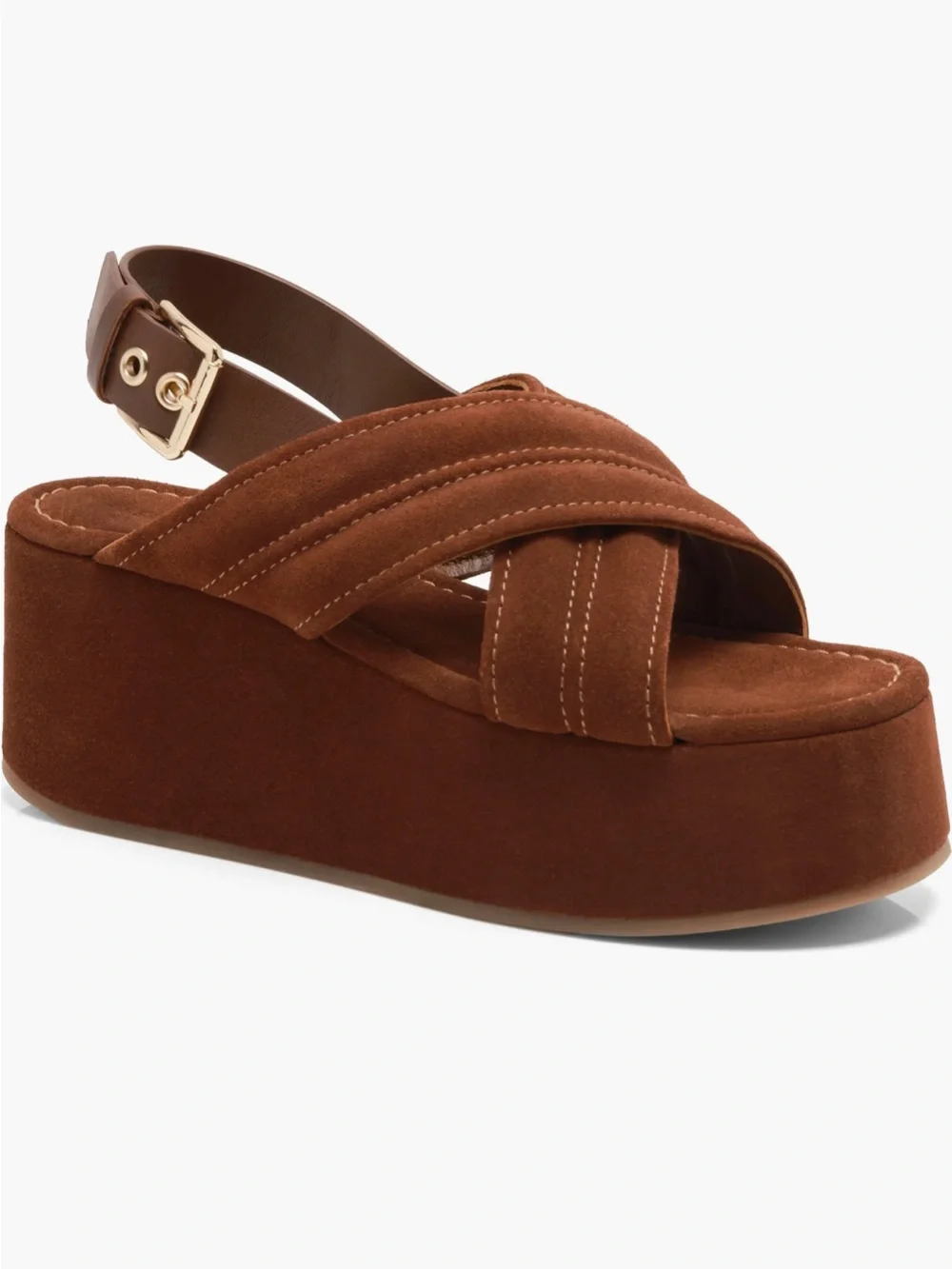 Free People Beach Party Platform Sandals in Cathay Spice Suede